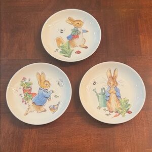 Peter Rabbit Beatrix Potter Set of 3 Ceramic 5" Appetizer Candy Plates Dishes